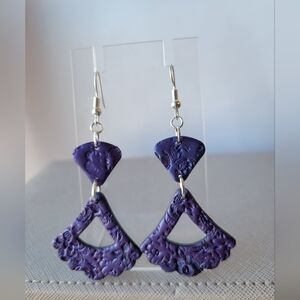 Chic Purple Lace Pattern Earrings